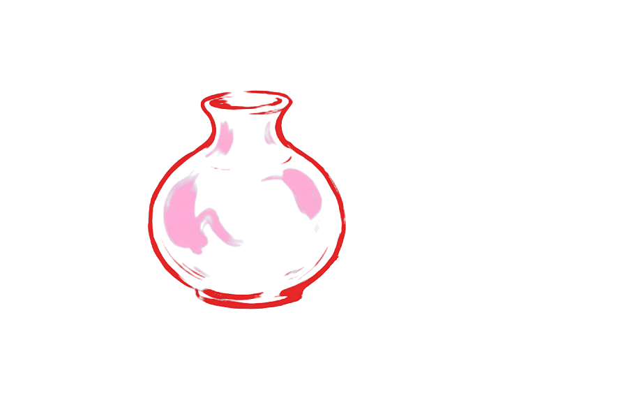 Brush-painted vase on a spinning pottery wheel